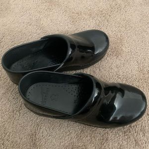 Dansko Black Patent Leather Clogs